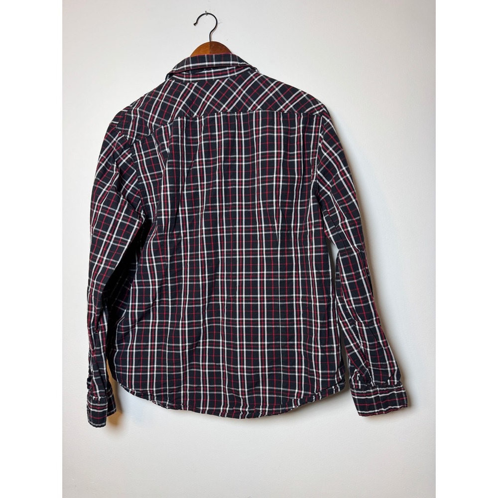 Adam Levine‎ Mens XL Plaid Button Down Shirt Long Sleeve Red White Black Woven